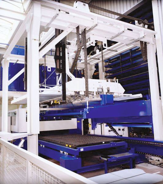 Bild 3: Trustore, das Lagersystem von Trumpf, ist modular aufgebaut. Das Grundmodul wird aus 15 verschiedenen Teilen zusammengesetzt. Mit dem Baukastenprinzip können bis zu vier Lagertürme realisiert werden.  (Bild: Trumpf)