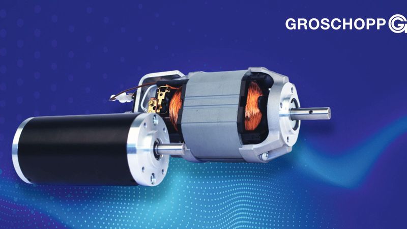 Die bürstenbehafteten DC-Einbaumotoren (hinten) und Gleichstrommotoren mit Permanentmagnet (vorne) von Groschopp decken vielfältige Anwendungen ab(Bild:  GROSCHOPP AG Drives & More)