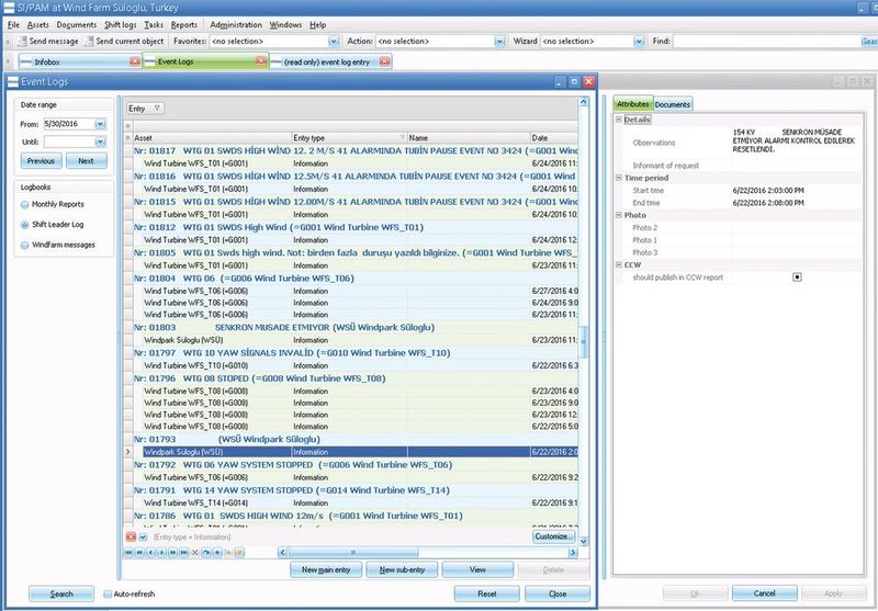 Das „Schichtbuch“ liefert dem Betriebsführer des Windparks Süloglu eine detaillierte Übersicht über die einzelnen Fehlermeldungen. (Steag)
