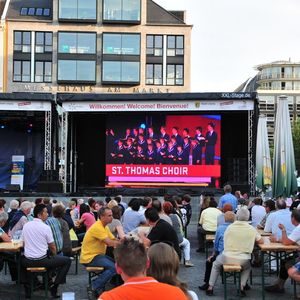 Die Eröffnungsfeier konnten Interessierte bei einem Public Viewing in der Leipziger Innenstadt live mitverfolgen.