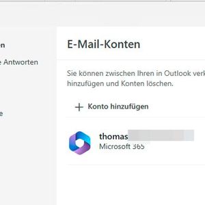 Die Einstellungen des neuen Outlooks sind aktuell noch eher rudimentär, es lassen sich aber mehrere Konten hinzufügen.(Bild:  Joos - Microsoft)