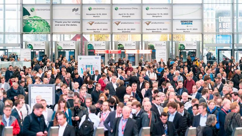 Als Weltleitmesse versammelt die Electronica seit sechs Jahrzehnten die internationale Elektronikbranche. (Bild:  Messe München)