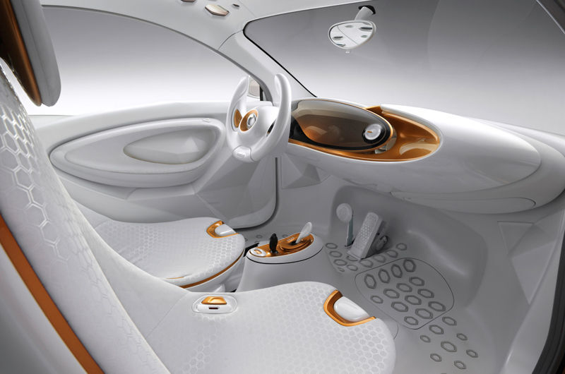 Leichtbau dominiert auch die Innenausstattung des Smart forvision. (Bild: Daimler)