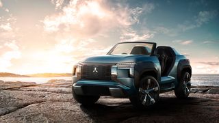 Bei Mitsubishis MI-Tech Concept handelt es sich um einen futuristisch wirkenden Strandbuggy mit E-Antrieb. (Mitsubishi)