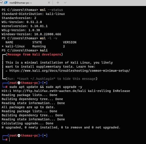 Kali-Linux steht in WSL ebenfalls zur Verfügung. (Joos / Microsoft)