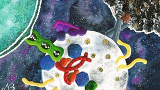 Ein Atg9 Vesikel dient als Plattform für die Rekrutierung der Autophagie-Maschinerie (künstlerische Darstellung) (Verena Baumann)