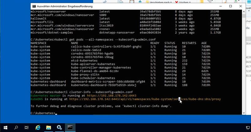 Abbildung 7: So lässt sich die Verbindung zwischen Windows Server 2019 und Kubernetes testen.  (Bild: Thomas Joos)