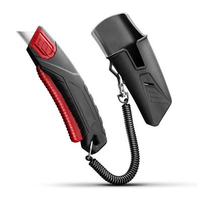 Das neue Gedore-Red-R93200023-Sicherheitsmesser verfügt über einen Griffkörper aus Aluminium und ein Holster mit Spiralkabel. (Bild: Gedore)