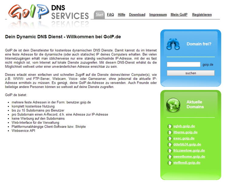 Abbildung 2: Mit GoIP können Administratoren auch über eine deutschsprachige Oberfläche die IP-Adressen aktualisieren lassen. (Bild: Joos)