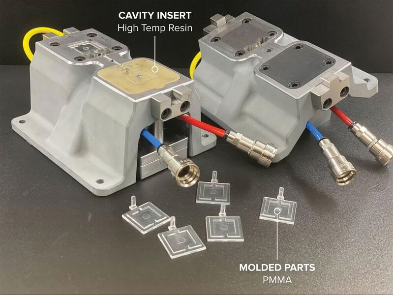 Spritzgussaufbau für eine Fahrzeugkomponente aus PMMA mit einem Einsatz aus High Temp Resin (Bild: Formlabs)