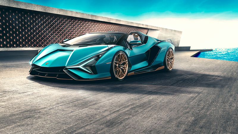Der Roadster wird von einem 577 kW/785 PS leistenden 6,5-Liter-V12 in Kombination mit einer 25 kW/34 PS starken, im Getriebe integrierten 48-Volt-E-Maschine angetrieben. (Bild: Lamborghini )