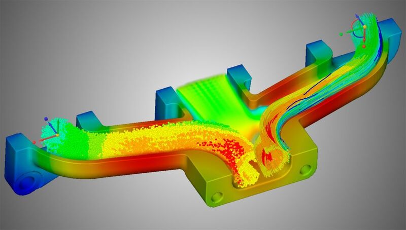 Discovery Live kann nahtlos zwischen den Anzeigen für den Flüssigkeitsstrom und die thermische Analyse umschalten – und das alles mit demselben Modell. (Ansys)
