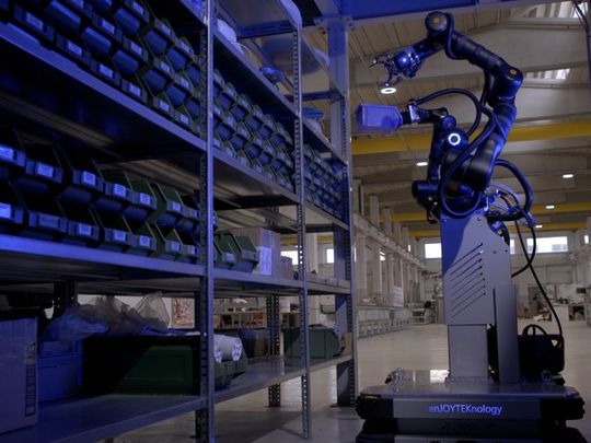 Mobiler Zwei-Arm-Cobot für anspruchsvolle Anwendungen in Produktion und Logistik.(Bild:  Ippi Studio)