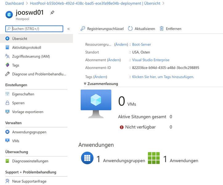 Die Verwaltung der WVD-Umgebung erfolgt im Azure-Portal. (Microsoft)