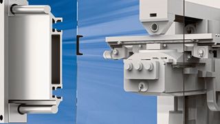 Zwei schmiermittelfreie Hybrid-Rollenlager ermöglichen zum Beispiel ein leichtes Verstellen von Türen in der seitlichen Einbaulage.  (Igus)