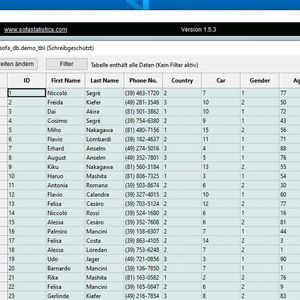 Die Daten können in SOFA auch als Tabelle angezeigt und im Excel- oder OpenOffice-Calc-Format exportiert werden. 
