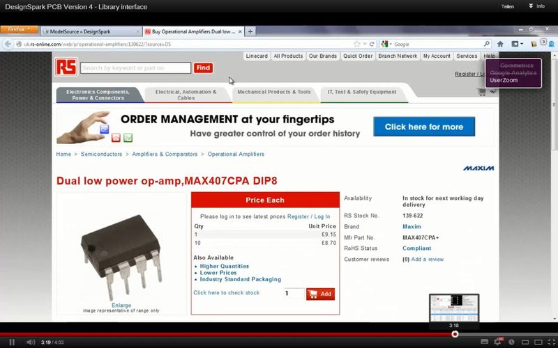 DesignSpark PCB 4.0, Library Interface (Bild: RS Conponents)