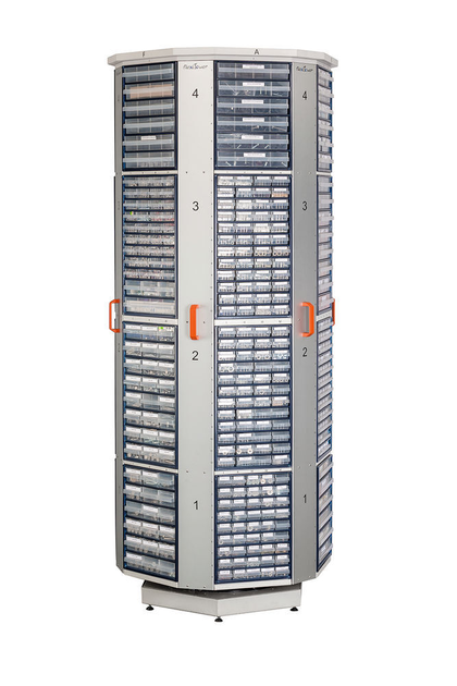 Flexible, compact storage system for small parts