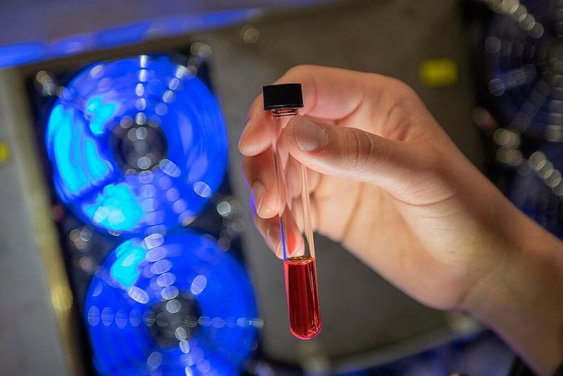 Sample tube with light-active substance  (Source: Elvira Eberhardt / Ulm University)