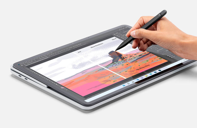 Nutzer können den Surface Slim Pen für das Surface Laptop Studio nutzen. (Microsoft)