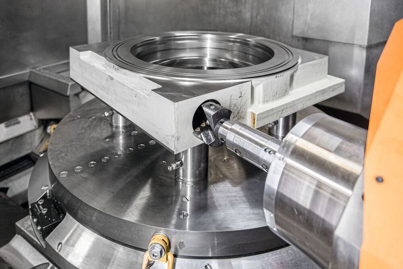 Durch nur noch eine Aufspannung erhöht sich die Präzision, die Fibro RT in drei Ebenen benötigt: Ober- und Unterseite sowie koaxial für die Schneckengetriebe.(Bild:  AMF)