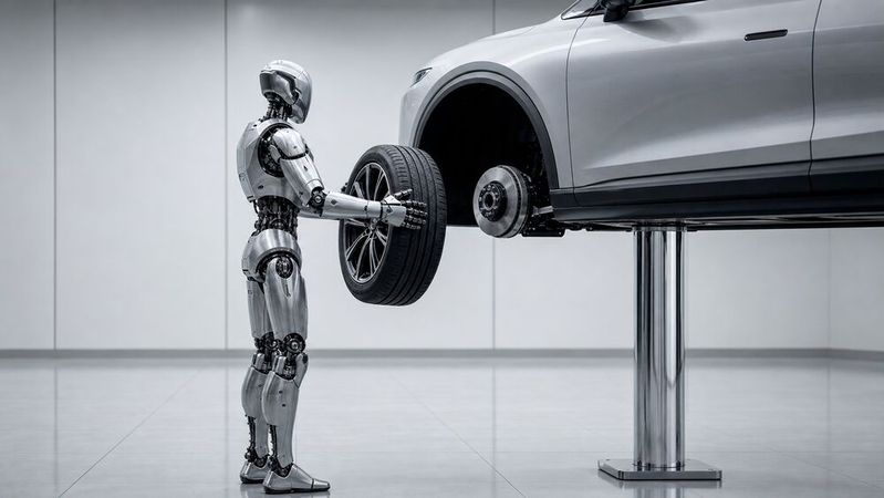 Bis diese Vision Wirklichkeit wird, dürfte es noch etwas dauern. Und ob Werkstattroboter unbedingt menschenähnliche Beine brauchen, ist auch nicht gesagt.(Bild:  KI-generiert)