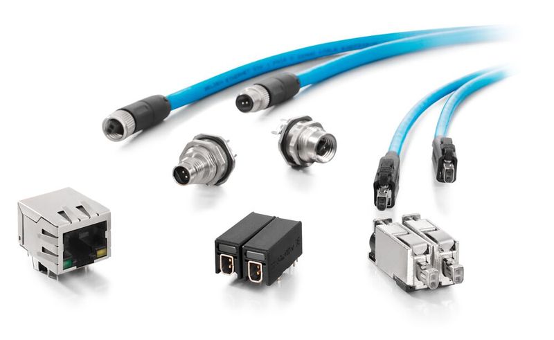 Bild 2: Das SPE-Steckverbinder-Portfolio von Weidmüller umfasst M8-Stecker und -Buchsen mit einer deutlich höheren HF-Leistungsfähigkeit und im Vergleich zu RJ45-Steckverbindern doppelter Portdichte dank halbierter Baugröße. 