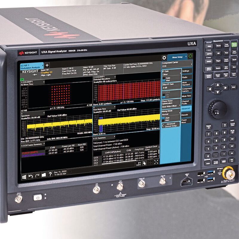 Der Signalanalysator N9042B von Keysight Technologies untersucht Millimeterwellen (FR2) und eignet sich zudem zum Test von Signalen für die Satellitenkommunikation.