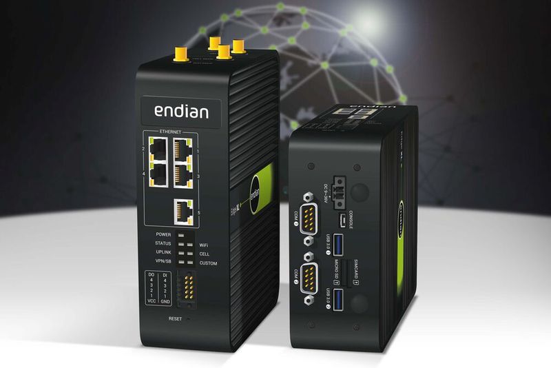 Security-Hersteller Endian zeigt auf der SPS ein neues IoT-Security-Gateway. Das Endian 4i Edge XL kombiniert laut dem Unternehmen starke Rechenleistung mit Energieeffizienz und IT-Sicherheit. Im Vergleich zum Vorgängermodell wurde der Arbeitsspeicher auf 2 Gigabyte erhöht. Der Onboard-Speicher wurde auf 16 Gigabyte erweitert. SPS 2023: Halle 6, Stand 251A. (Bild: Endian)
