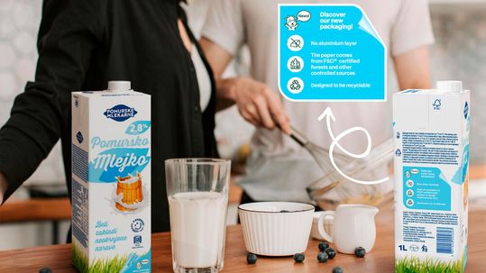 Pomurske Mlekarne füllt künftig seine fettarme Milch in aseptischen SIG Terra MidiBloc Alu-free + Full barrier Kartonpackungen ab.(Bild:  SIG)