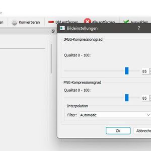 Einstellungen der Qualität für konvertierte Bilder.(Bild:  Joos (Screenshot))