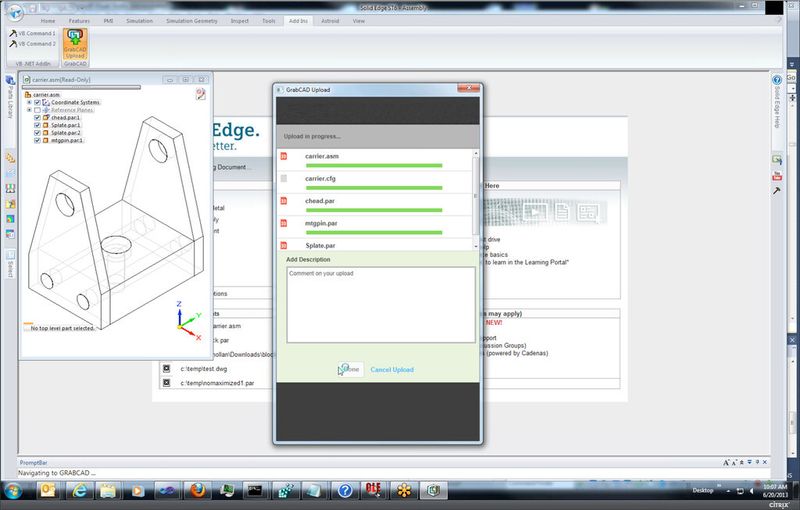Kollaboration mit Grad-CAD: Teile und Komponenten lassen sich in die öffentliche Bibliothek von Grab-CAD stellen, eine 