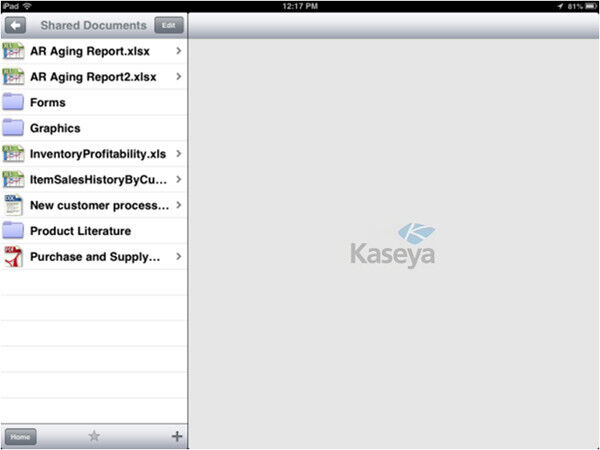 Abbildung 2: Der Blick auf die Freigegebenen Dateien im Firmennetzwerk durch die Kaseya BYOD Suite. (Bild: Kaseya)