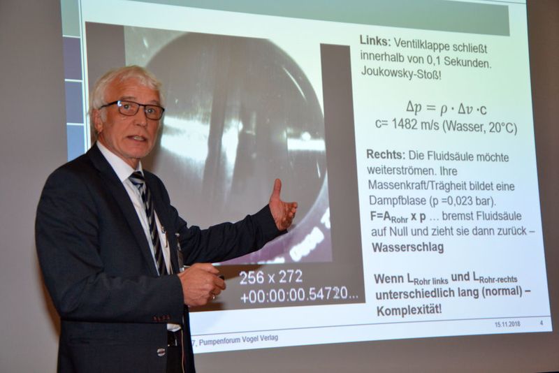 Druckstöße und Druckschwingungen in verfahrenstechnischen Anlagen sind eine vielfach unterschätzte Schadensursache. Nach dem Vortrag von Prof. Eberhard Schlücker waren die Teilnehmer gewarnt bzw. sensibilisiert und für die Zukunft gewappnet, wie diese vermieden oder gedämpft werden können. (Kempf/PROCESS)