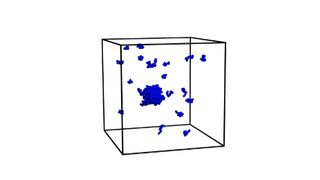 Kondensation von Polymeren: Die Abbildung zeigt einen Kondensationstropfen in einer verdünnten Lösung. (Prof. Dr. Wolfhard Janke/Universität Leipzig)