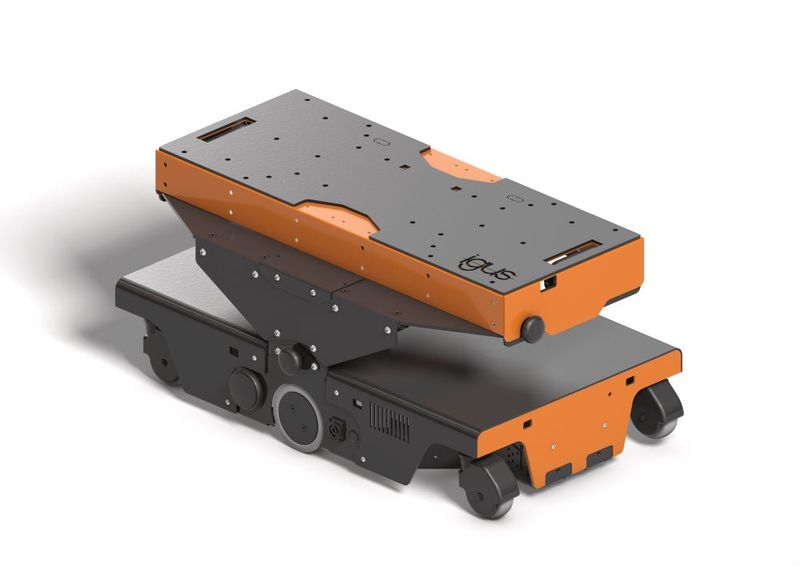 Der Rebel Move kann bis zu 50 Kilogramm transportieren und in Kombination mit dem Rebel Cobot einfache A zu B Positionierungen vornehmen. (Bild: Igus)