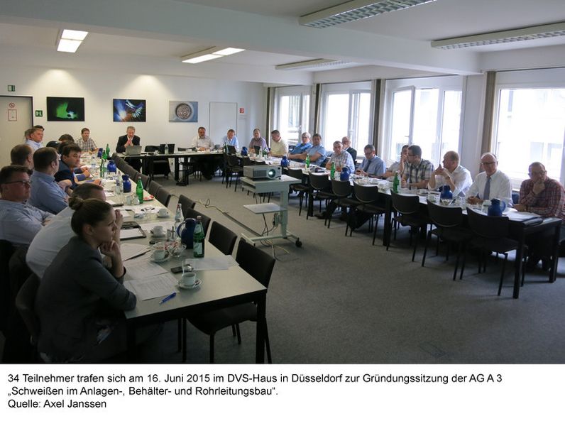 34 Teilnehmer trafen sich am 16. Juni 2015 im DVS-Haus in Düsseldorf zur Gründungssitzung der AG A3 