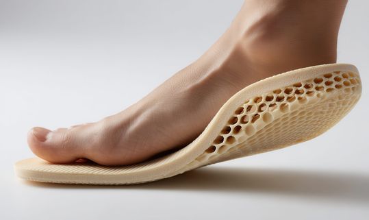 Die individualisierte Medizin gewinnt immer mehr an Bedeutung. Additive Fertigung und flexible Werkstoffe ermöglichen patientenspezifische Lösungen. Hier am Beispiel einer 3D-gedruckten, orthopädische Einlegesohle aus Silikon.(Bild:  © NovaVision - stock.adobe.com)