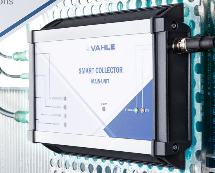 Vahle präsentiert den Smart Collector für Predictive Maintenance mit erweiterten Funktionen. Erstmals ist er in Halle 4, Stand 336 am Messestand an einer großen Elektrohängebahn live in Aktion zu sehen. (Bild: Vahle)
