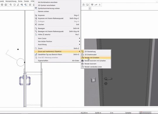 (Sämtliche Objekte in DDScad – hier ein Lichtschalter – orientieren sich an den in der IFCMasterdateienthaltenen Raumdaten. Bildquelle: Graphisoft)