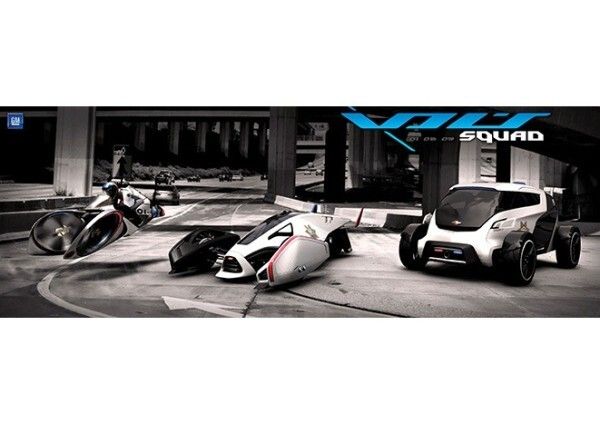 Die Volt Squad von General Motors: besteht aus drei Fahrzeugen mit unterschiedlichen Aufgaben (Bild: General Motors Advanced Design California)