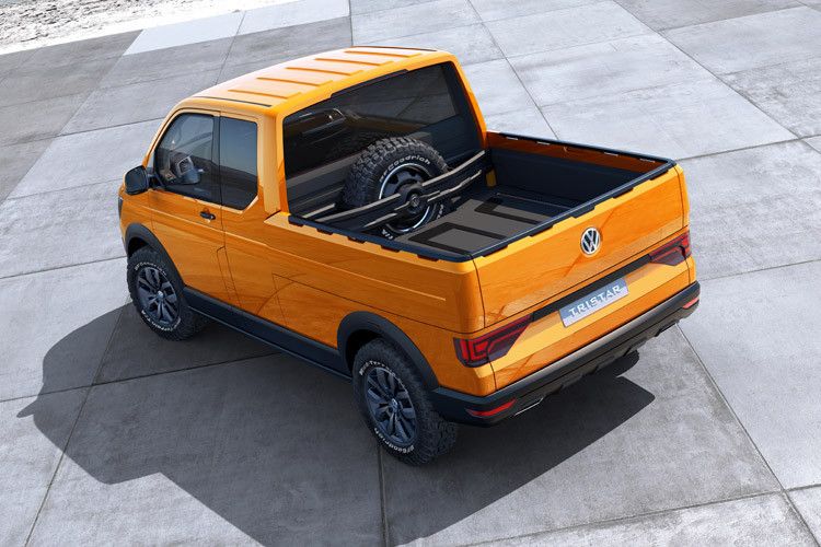 Die VW-Designer haben einen bulligen Pritschenwagen mit Extended Cab und kurzem Radstand gewählt, um einen Ausblick auf den kommenden Transporter zu geben. (Foto: Volkswagen)