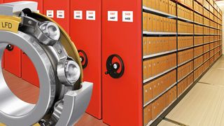 Bild 1: Die staubgeschützen Rillenkugellager sorgen in den Bodenführungen verfahrbarer Regalsysteme für eine Bedienung mit geringem Kraftaufwand. (Bild: LFD/Zambelli)