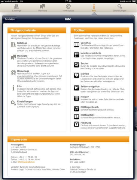 Der übersichtliche Aufbau der Katalog-App erleichtert das Finden von Produkten. (Lapp)