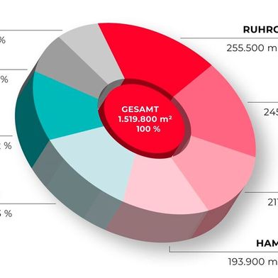 Flächenumsatz im 1. Halbjahr an den Top-8-Logistikstandorten Deutschlands. (Bild: Realogis)
