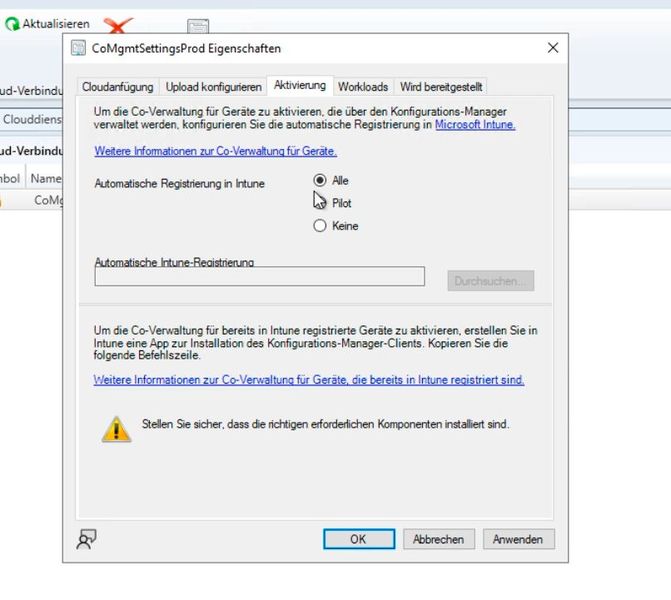 Konfigurieren der automatischen Registrierung von Geräten in ECM in Endpoint Manager. (Bild: Microsoft / Joos)
