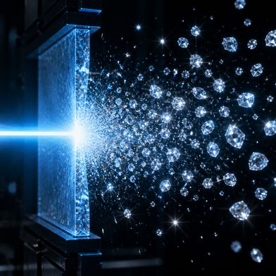 Through extreme compression, high-energy lasers transform simple plastics into high-purity nanodiamonds. What was once used in planetary physics is now opening up entirely new possibilities for quantum sensors, novel catalysts, and extremely hard materials. (Illustrative image) (Source: VCG / AI-generated)