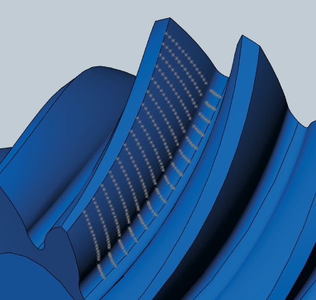 Für die Topologiemessung von Flanken- und Fussbereichen sind jetzt Messgitterpunkte verfügbar. (Bild: KISSsoft)