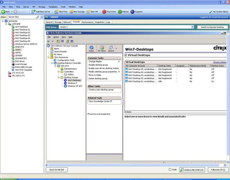 Bei Citrix erfolgt die Verwaltung einer virtuellen Desktop-Infrastruktur durch die Konsole des Desktop Delivery Controller.  (Bild: Citrix)