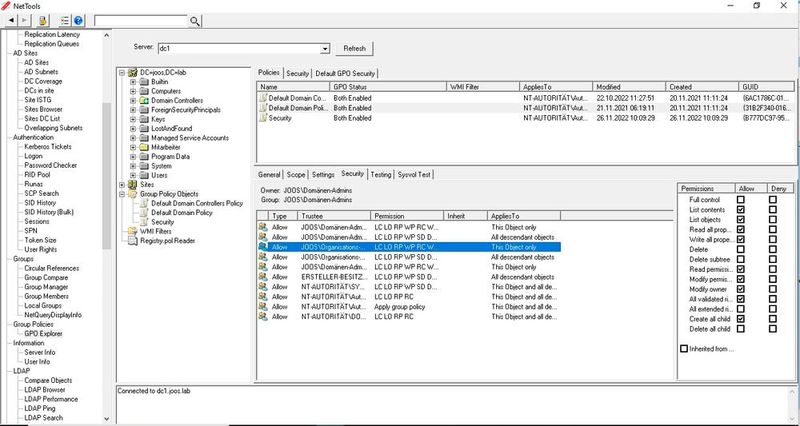 In NetTools ist mit dem GPO Explorer auch ein Tool für die Analyse von Gruppenrichtlinien verfügbar. (Bild: NetTools / Joos)